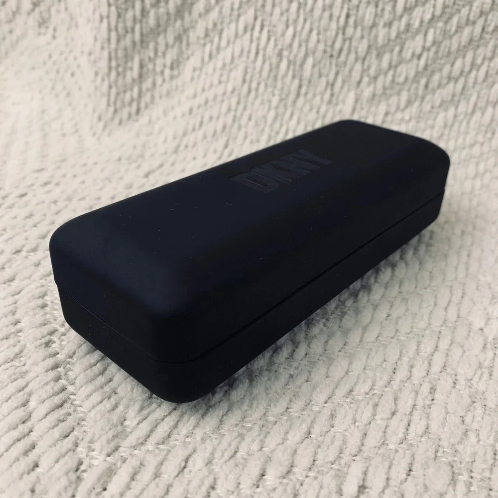 DKNY Eyewear Glasses Case Unisex Black Matte Hard Shell Debossed Logo Minimalist